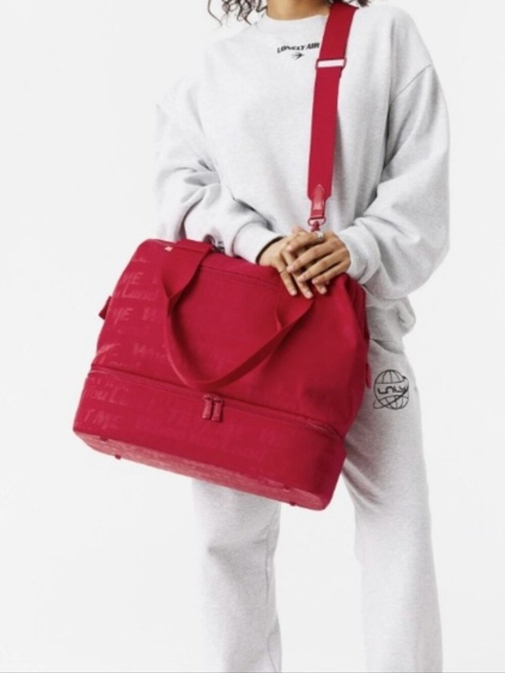 BÉIS x Lonely Ghost Limited Edition Mini Weekender Bag in Text Me Red NWT
